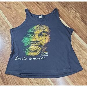 Vintage‎ Bob Marley Smile Jamaica Tank Top Shirt Sun Island Size Large Women's